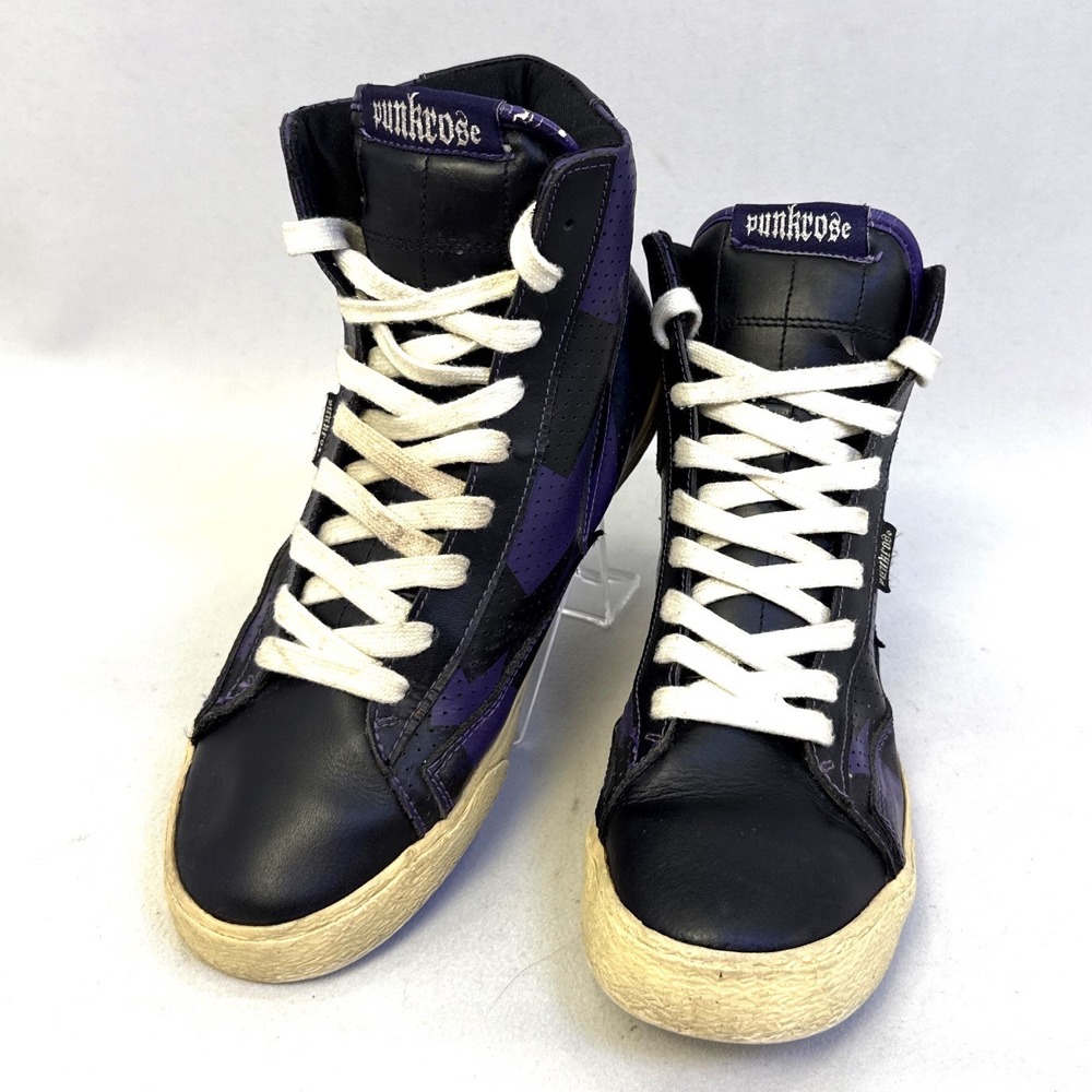 Punkrose SN 73183 Black Purple Lightning Bolt Leather High Top Sneakers Mens 9